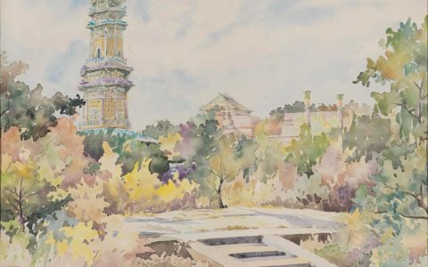 水彩画(以水为媒介调和颜料完成的绘画作品)