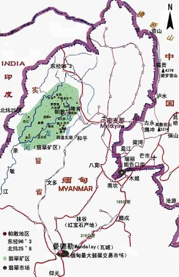 缅甸翡翠产地分布图
