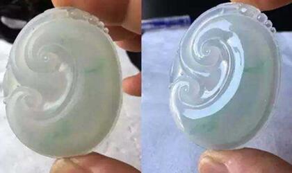 翡翠抛光前后对比