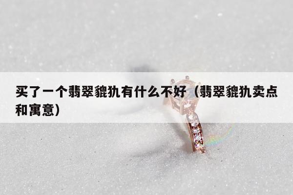 买了一个翡翠貔犰有什么不好，翡翠貔犰卖点和寓意