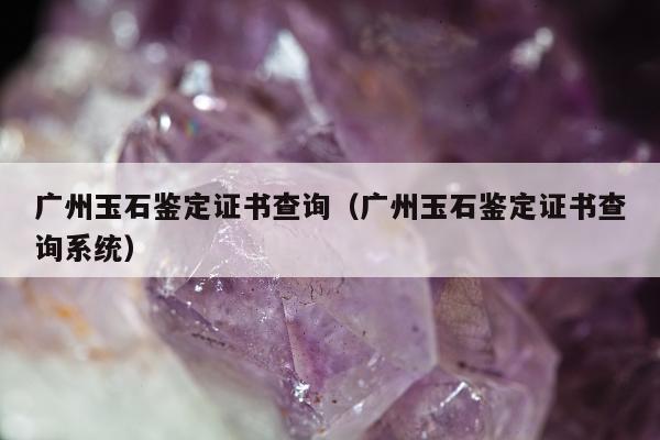 广州玉石鉴定证书查询，广州玉石鉴定证书查询系统