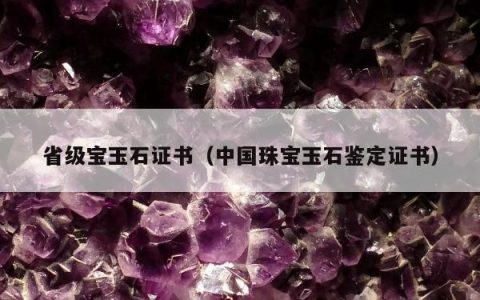 省级宝玉石证书，中国珠宝玉石鉴定证书