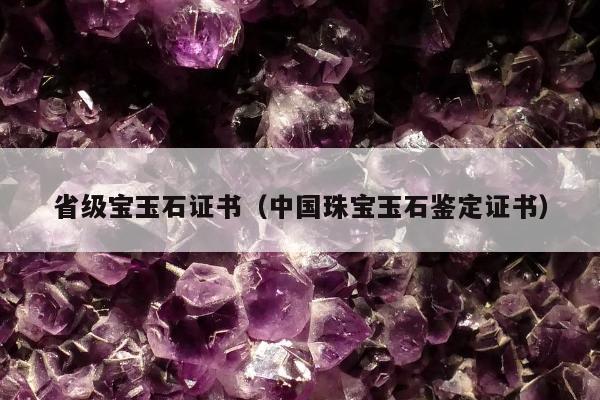 省级宝玉石证书，中国珠宝玉石鉴定证书