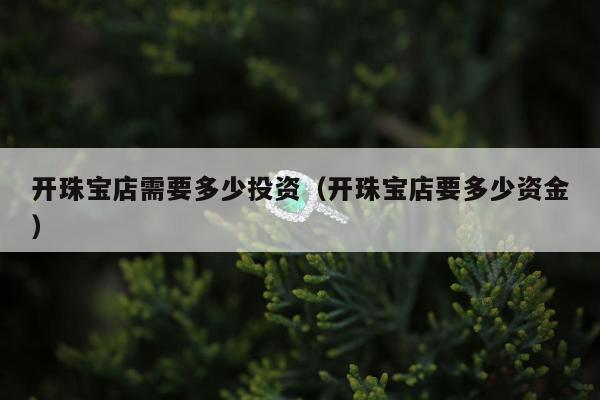 开珠宝店需要多少投资 开珠宝店要多少资金