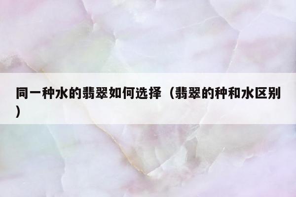 同一种水的翡翠如何选择（翡翠的种和水区别）