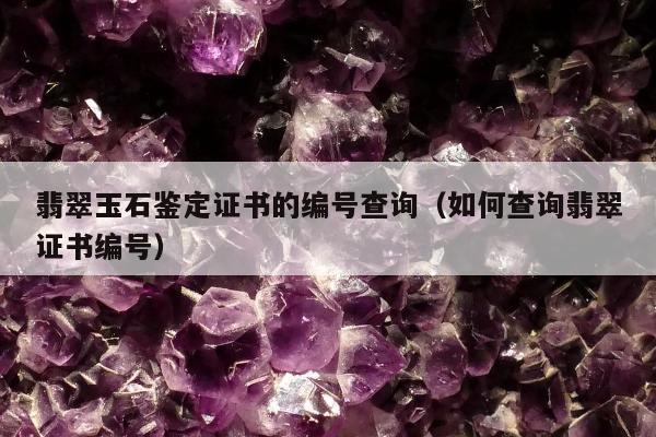 翡翠玉石鉴定证书的编号查询（如何查询翡翠证书编号）