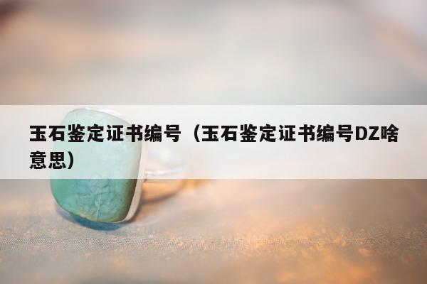 玉石鉴定证书编号（玉石鉴定证书编号DZ啥意思）