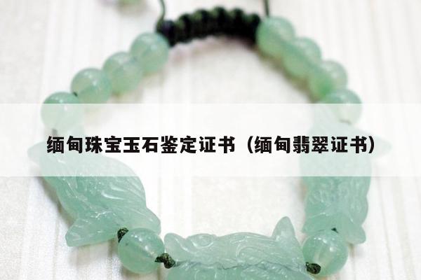 缅甸珠宝玉石鉴定证书（缅甸翡翠证书）