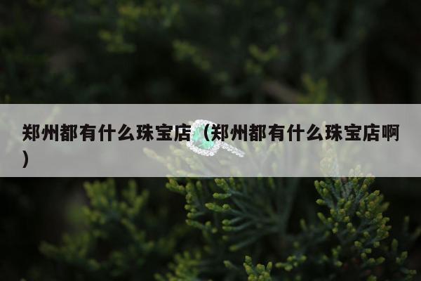 郑州都有什么珠宝店（郑州都有什么珠宝店啊）