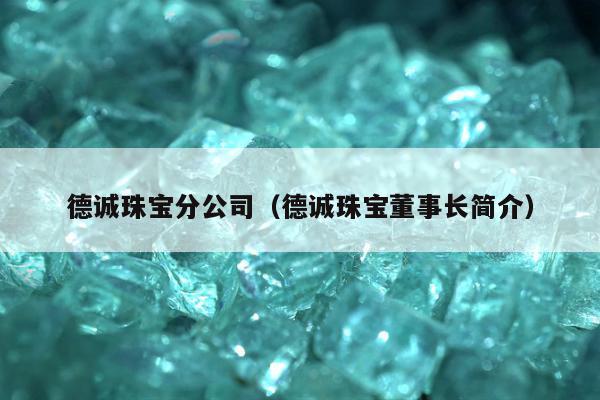 德诚珠宝分公司（德诚珠宝董事长简介）