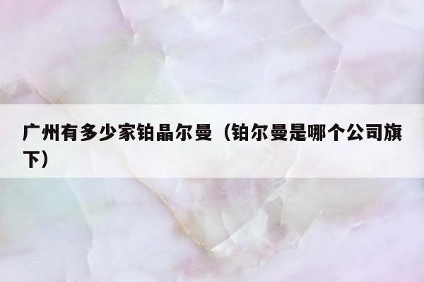广州有多少家铂晶尔曼（铂尔曼是哪个公司旗下）