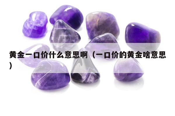 黄金一口价什么意思啊（一口价的黄金啥意思）