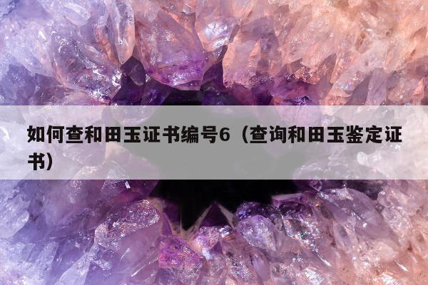 如何查和田玉证书编号6（查询和田玉鉴定证书）