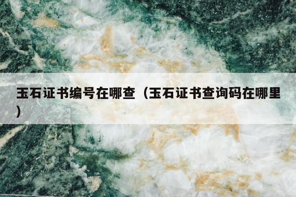 玉石证书编号在哪查（玉石证书查询码在哪里）
