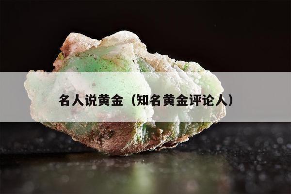 名人说黄金（知名黄金评论人）