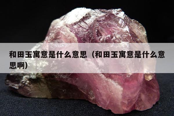 和田玉寓意是什么意思（和田玉寓意是什么意思啊）