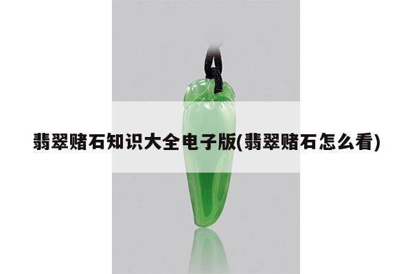 翡翠赌石知识大全电子版(翡翠赌石怎么看)