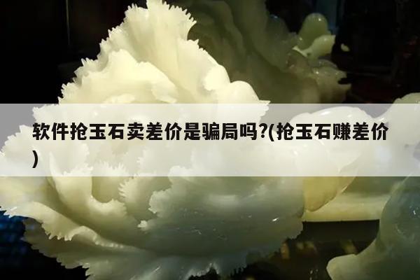 软件抢玉石卖差价是骗局吗?(抢玉石赚差价)