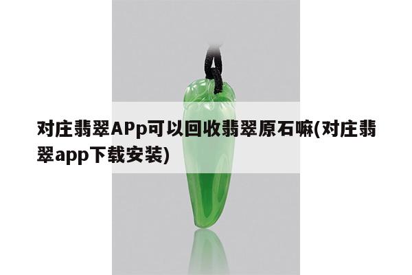 对庄翡翠APp可以回收翡翠原石嘛(对庄翡翠app下载安装)