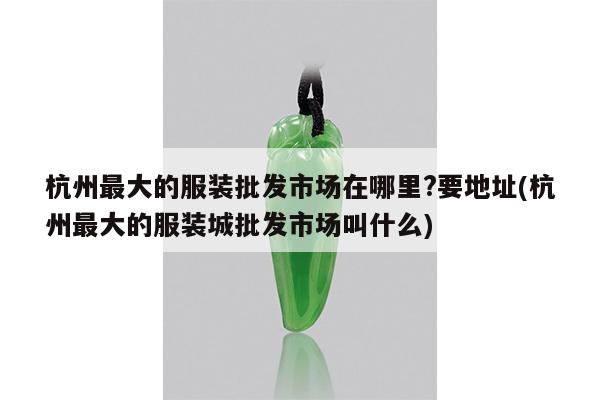 杭州最大的服装批发市场在哪里?要地址(杭州最大的服装城批发市场叫什么)