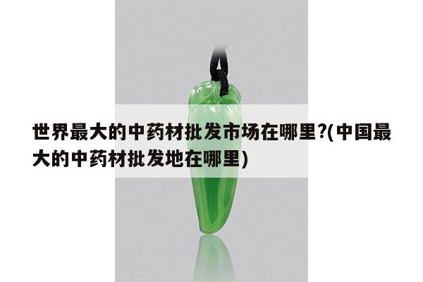 世界最大的中药材批发市场在哪里?(中国最大的中药材批发地在哪里)