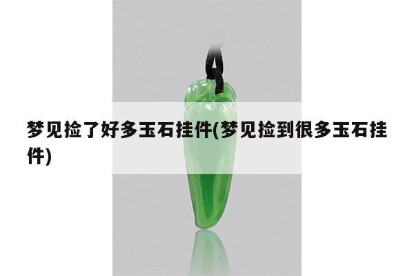 梦见捡了好多玉石挂件(梦见捡到很多玉石挂件)