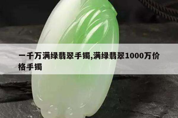 一千万满绿翡翠手镯,满绿翡翠1000万价格手镯
