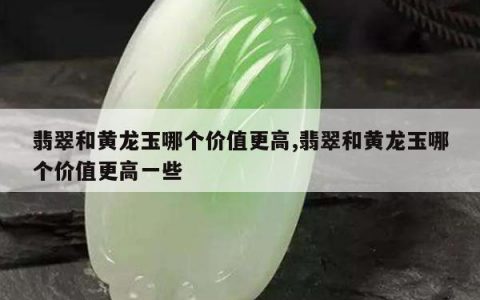 翡翠和黄龙玉哪个价值更高,翡翠和黄龙玉哪个价值更高一些
