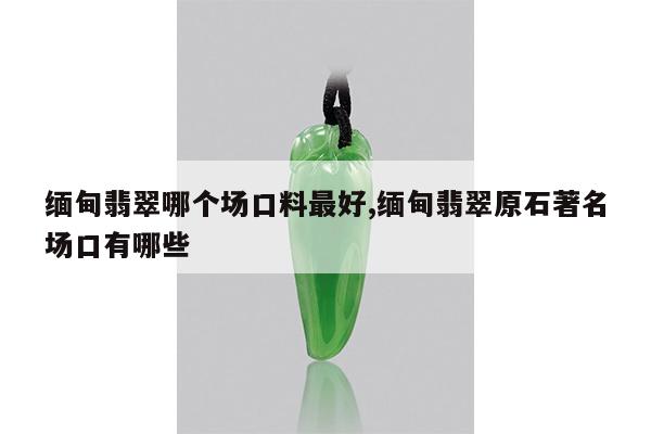 缅甸翡翠哪个场口料最好,缅甸翡翠原石著名场口有哪些
