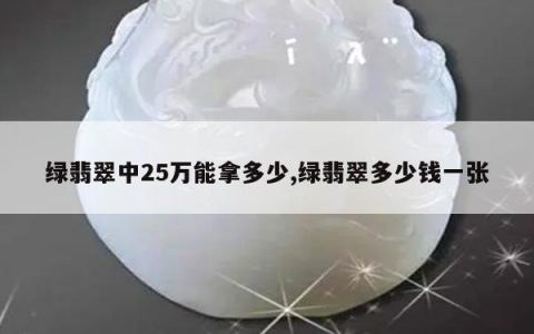绿翡翠中25万能拿多少,绿翡翠多少钱一张