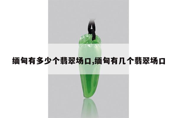 缅甸有多少个翡翠场口,缅甸有几个翡翠场口