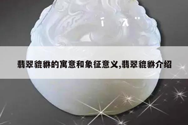 翡翠貔貅的寓意和象征意义,翡翠貔貅介绍
