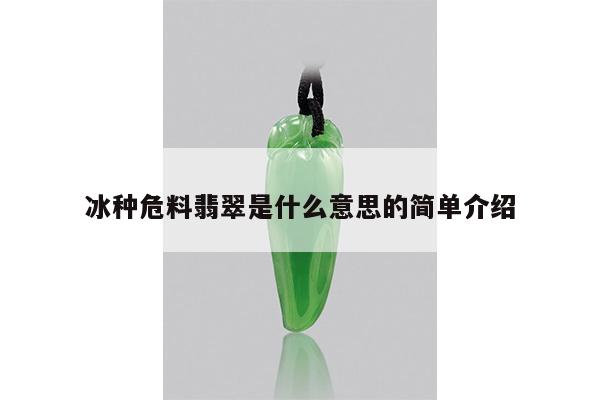 冰种危料翡翠是什么意思的简单介绍